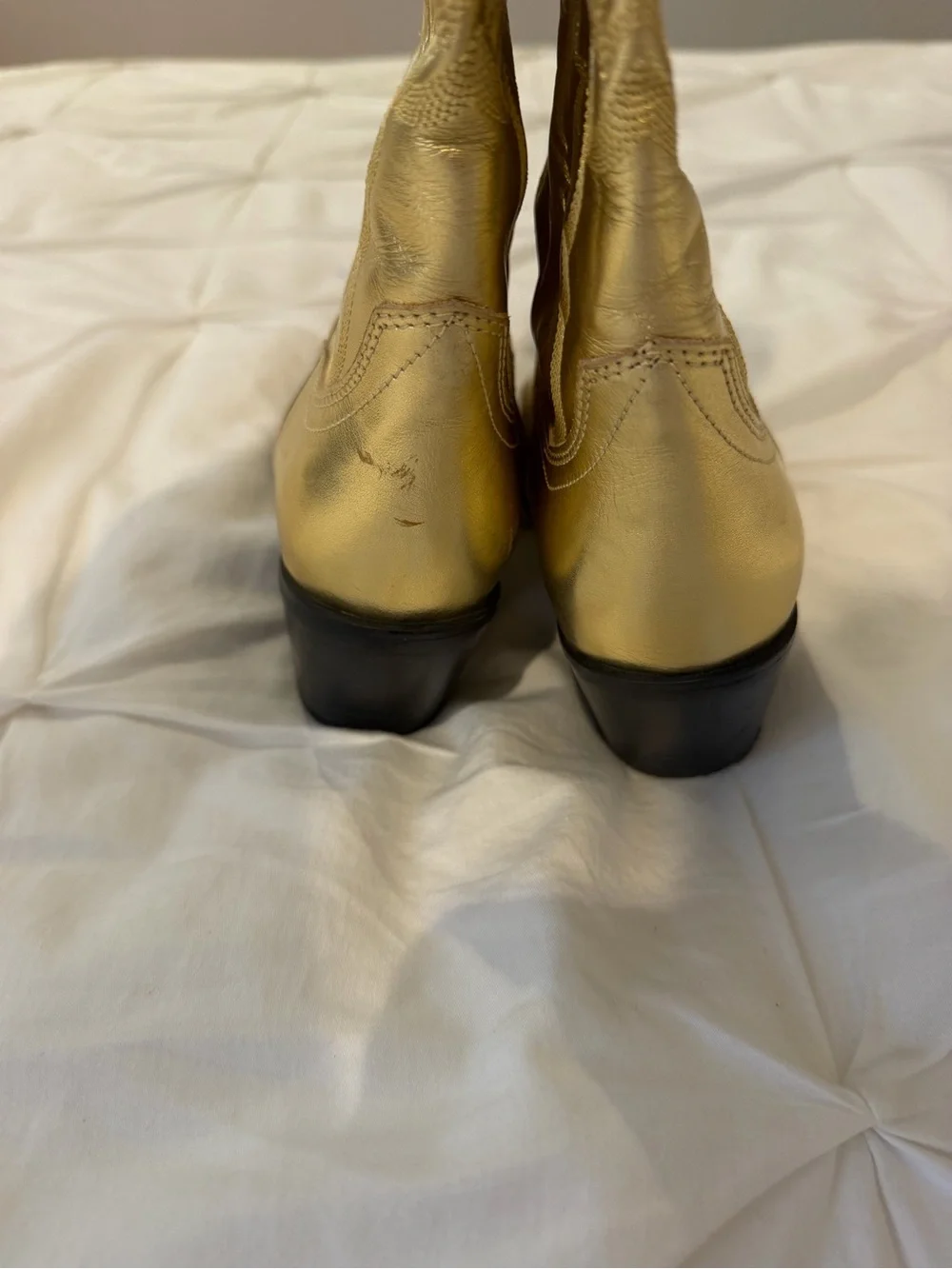 Jeffrey Campbell Dagget Gold Leather Cowboy Boots - Picture 5 of 8